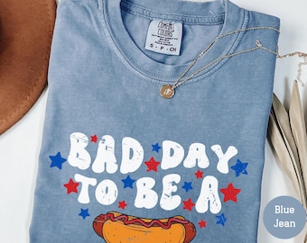 Comfort Colors® hotdogshirt Bad Day to Be a Hotdog Grappige retro hotdog-T-shirt vrouwen 4 juli-shirt grappig 4 juli patriottisch shirt