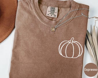Comfort Colors® Pumpkin Shirt Pumpkin Outline T-Shirt Simple Fall Pumpkin T-Shirt Minimal Fall T-Shirt Retro Pumpkin Season Tee Shirt