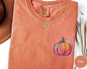 Comfort Colors® Watercolor Pumpkin T-shirt Colorful Pumpkin Shirt Watercolor Pumpkins Halloween Shirt Autumn Shirt Cute Fall Shirt