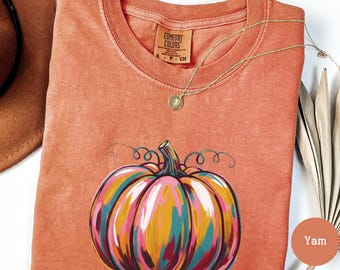 Comfort Colors® Watercolor Pumpkin T-shirt Colorful Pumpkin Shirt Watercolor Pumpkins Halloween Shirt Autumn Shirt Gift For Halloween Tee