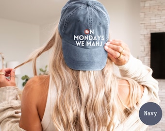Los lunes, We Mahj, sombrero ajustable para un divertido sombrero para amantes del Mahjong para ella, gorra Lets Mahj, regalo para hombres, divertido sombrero Flipina Dad, regalo para amantes del Mahjong