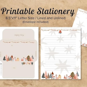 Printable Christmas Village Writing Paper, Printable Stationary, Holiday Writing Set, Christmas Letter Paper, Notepaper, Letter Set, Penpal