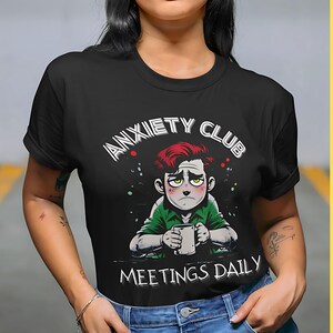 不安クラブTシャツ | 面白いメンタルヘルスTシャツ | ヴィンテージ漫画グランジTシャツ | 悲しいユーモアTシャツ | 日々の苦闘Tシャツ | エモギフト