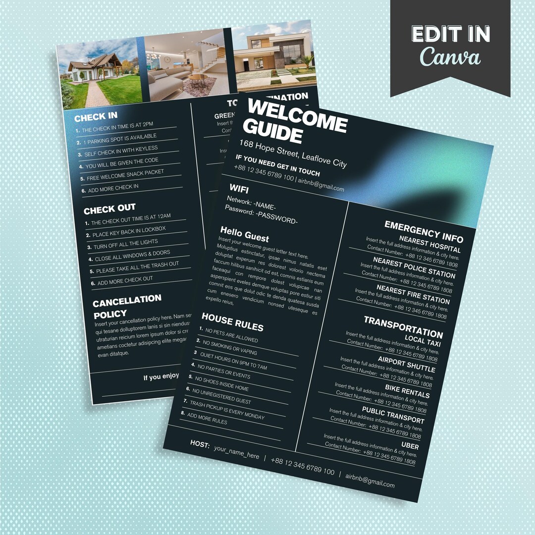 Editable Airbnb Digital Guidebook Canva Template, Printable Welcome ...