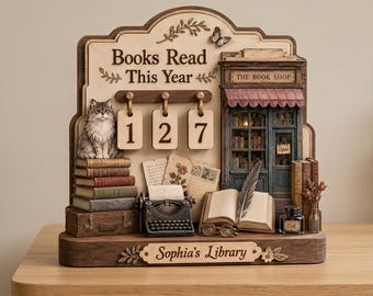 Personalisierter Hölzerner Buch Tracker, Bücher gelesen in diesem Jahr Zähler, Bibliothek Dekor, Leser Geschenk