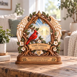 Personalized Cardinal Memorial Wooden Block, Remembrance Tabletop Decor, Custom Name Sympathy Gift for Loss