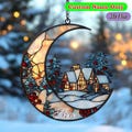 Winter Cottage Moon Acrylic Suncatcher And Ornament – Faux Stained Glass Christmas Window Decoration Gift product logo