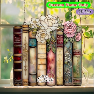 Attrape-soleil acrylique romantique en faux vitrail pour les lecteurs, cadeau de décoration de fenêtre vintage pour elle