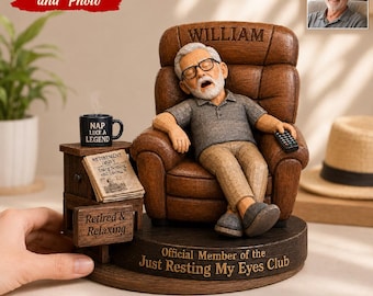 Personalized Retirement Gift For Him, Funny Grandpa Dad Figurine, Man Cave Desk Decor