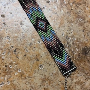 Authentic Indigenous Hand Loomed Glass Beadwork Tribal Bracelet