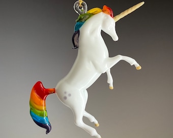 Art Glass Rainbow Unicorn Figurine Ornament