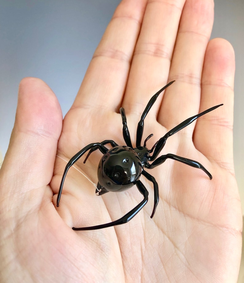 Art Glass Black Widow Spider Bild 3