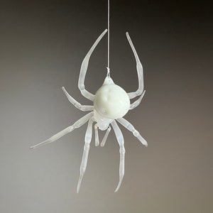 Art Glass White Spider Sculpture image 1