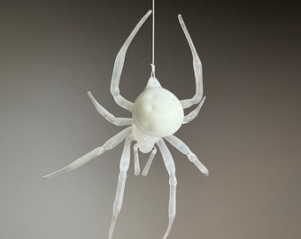 Art Glass White Spider Sculpture