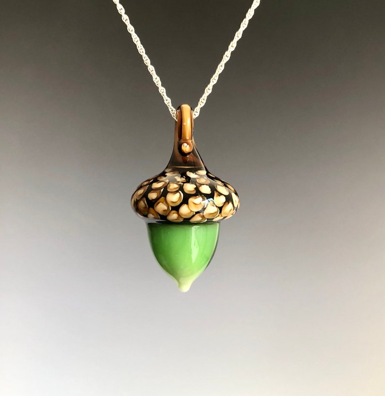 Art Glass Acorn Necklace image 2