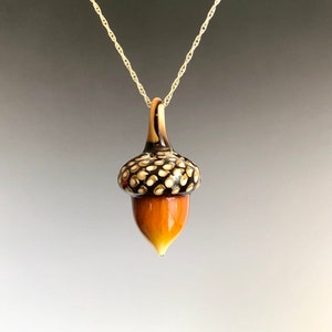 Art Glass Acorn Necklace image 1