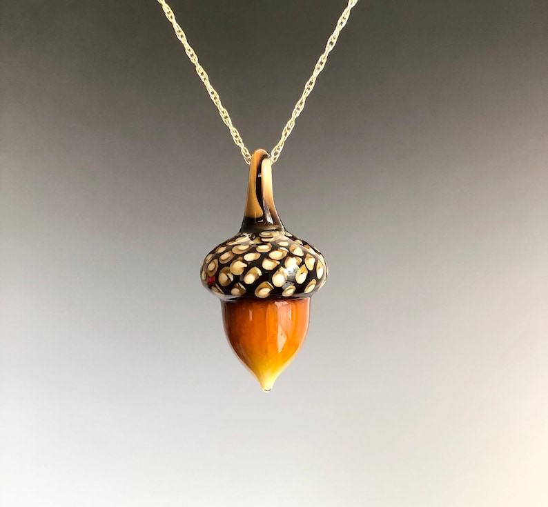 Art Glass Acorn Necklace image 1