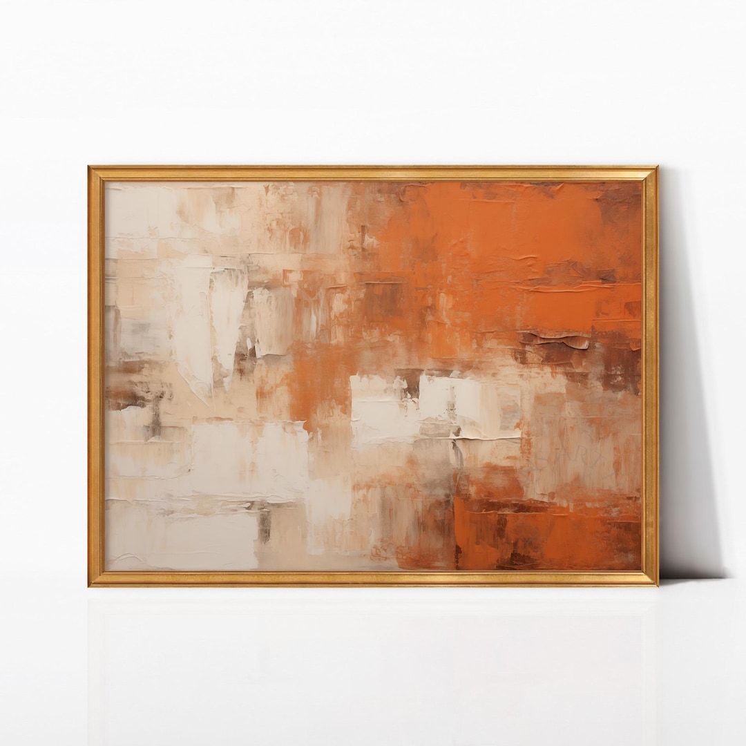 Abstract Burnt Orange Wall Art - Neut...