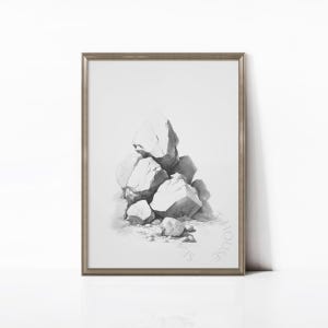Bleistift Skizze Rock Wand Print, rustikale Natursteine Kunst, Schwarz Weiss Minimalist Wohnkultur, DRUCKBAR Digital Download | SKU # 13-1110.1