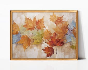 Abstract Autumn Leaf Painting, Rustic Fall Wall Art, Printable Maple Decor | SKU# 14-318.1