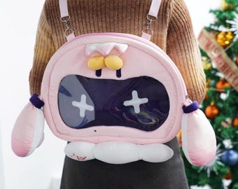 Pearl Houzki Splatoon plush Itabag | Splatoon 3 DLC Inkling Plush Toy can be worn on one shoulder, crossbody or as a backpack
