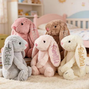Personalized Embroidered Plush Bunny Rabbit Toy, Custom Monogram,easter gift