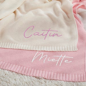 Embroidered Baby Blanket, Soft Cotton Knit Baby Blanket, Custom Baby Name Blanket, Baby Shower Gift, Newborn Blanket, Keepsake Gift for Baby
