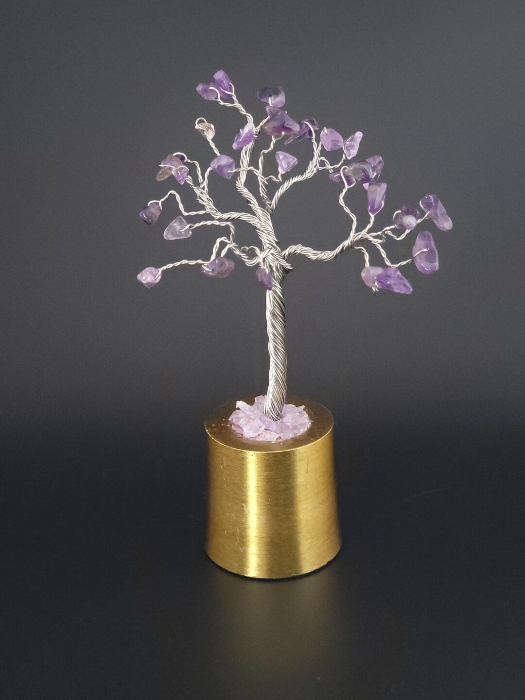 Miniature Wire Tree Sculpture on Amethyst Base, Unique One of a Kind ...