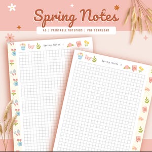 Bloc de notas imprimible A5 Spring Notes / Bloc de notas con tipografía Love / Inserto para agenda digital en PDF