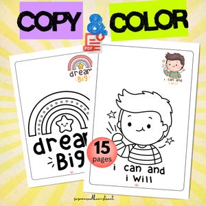 Kawaii Mindful Coloring Pages | Mental Health & Motivational | Inspirational Quotes Digital Coloring Book – 15 Pages | Positive Quotes |