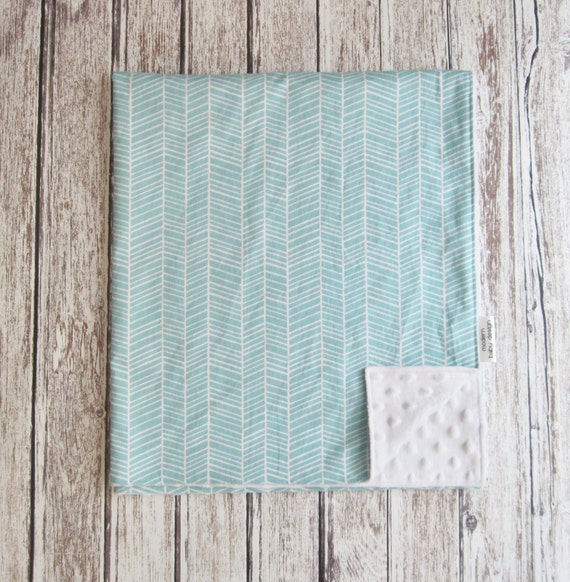 Blue Herringbone Baby Blanket Minky Baby Blanket Light Blue Etsy