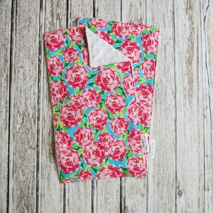 Sale! Watercolor Floral Baby Burp Cloths, Baby Girl Burp Cloth, Turquoise and Pink burp cloths