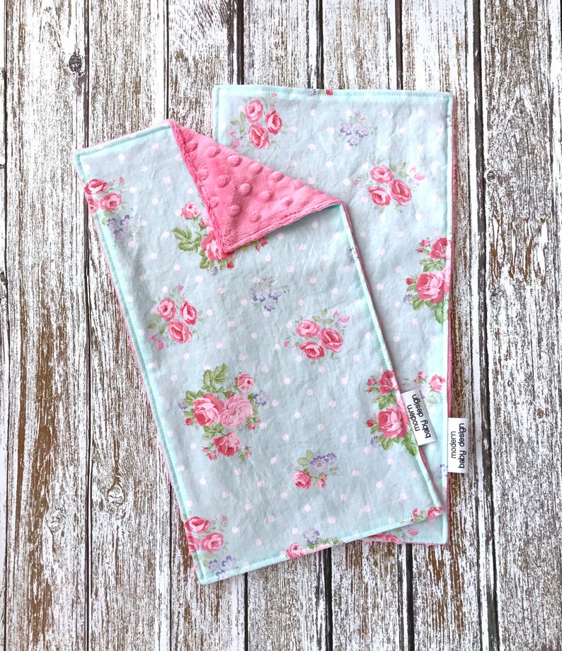 Pink and Blue Floral Baby Blanket Pink Minky Baby Blanket Etsy