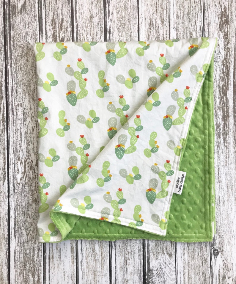 Cactus Baby Blanket Desert Minky Baby Blanket Green Baby Etsy