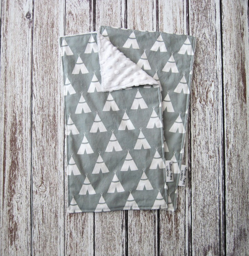 Gray Teepee Baby Blanket Gray and White Minky Baby Blanket Etsy