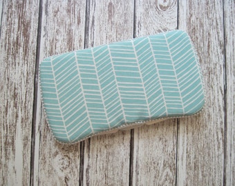 Herringbone Baby Wipes Case, Light Blue Baby Wipe Case, Aqua Herringbone