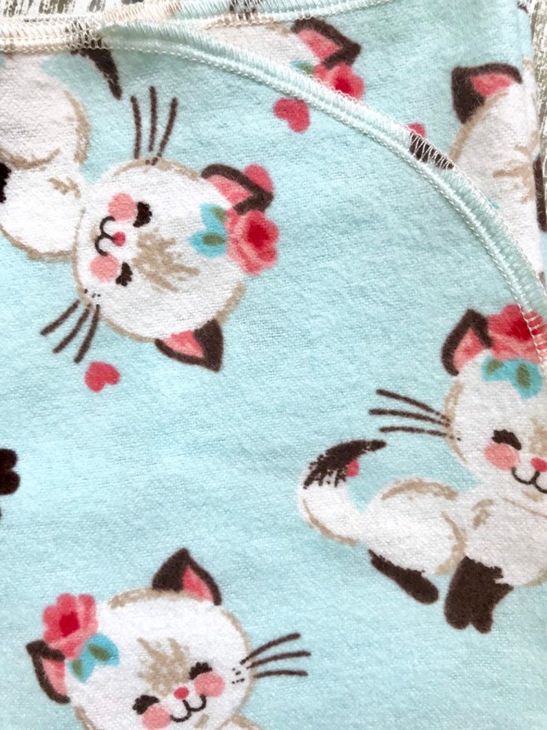 Kitty Receiving Blanket Girl Baby Blanket Aqua Kitten Receiving Blanket