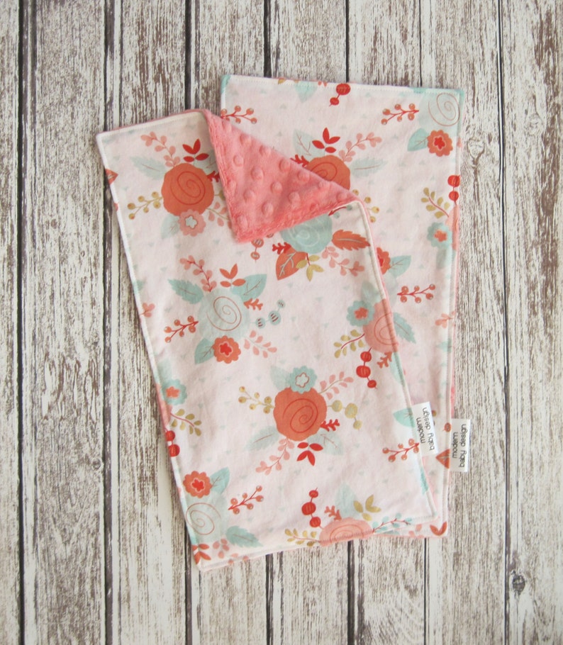 Coral Floral Baby Blanket White and Coral Baby Blanket Minky Etsy