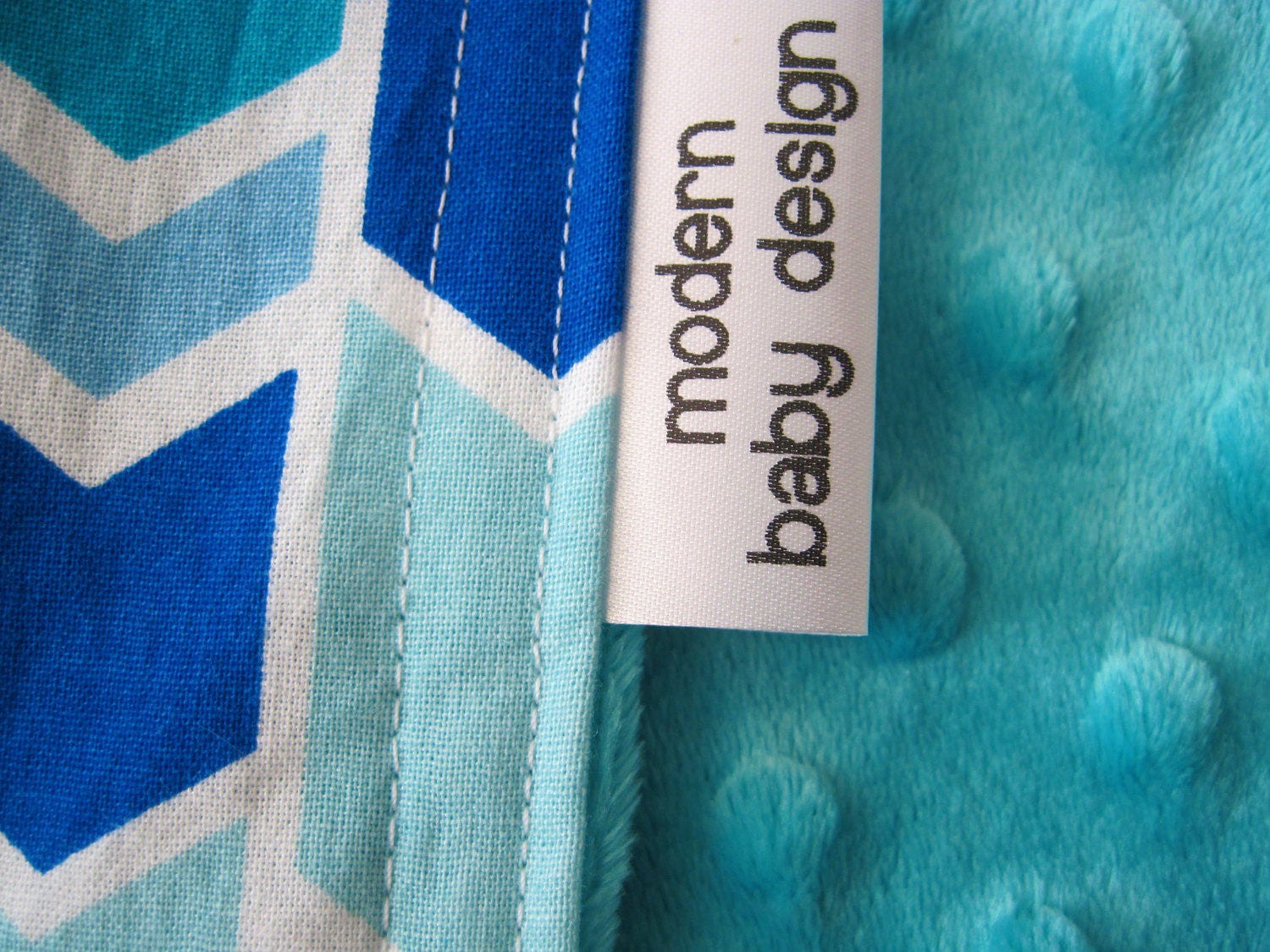 Teal and Blue Baby Blanket Teal Broken Chevron Minky Baby Etsy