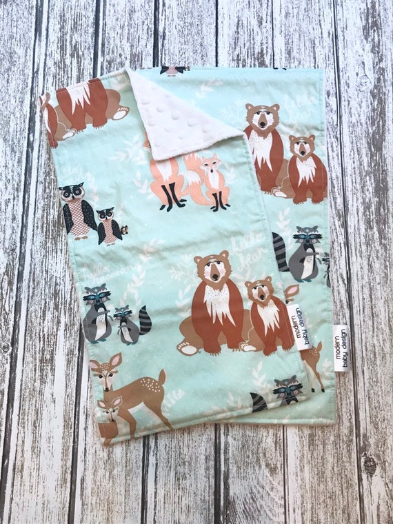 Mint Green Woodland Baby Burp Cloths Mint and Cream Gender Etsy