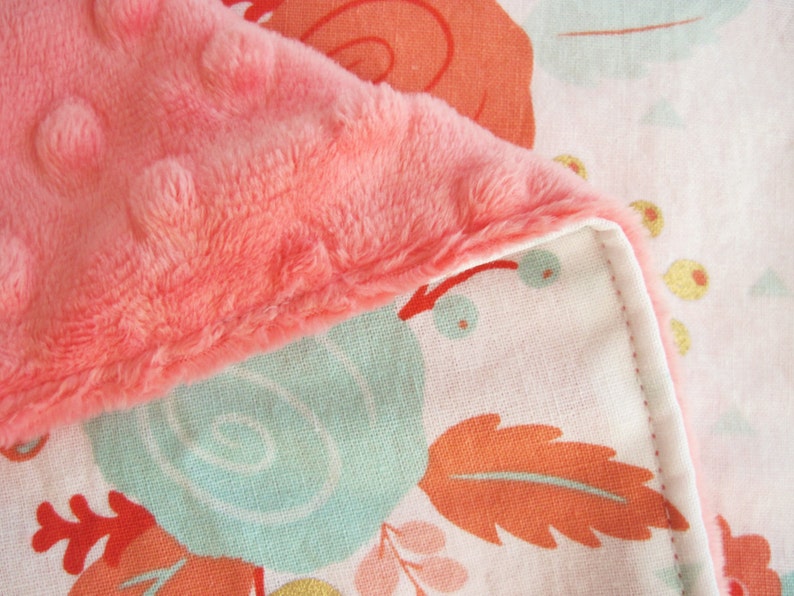 Coral Floral Baby Blanket White and Coral Baby Blanket ...