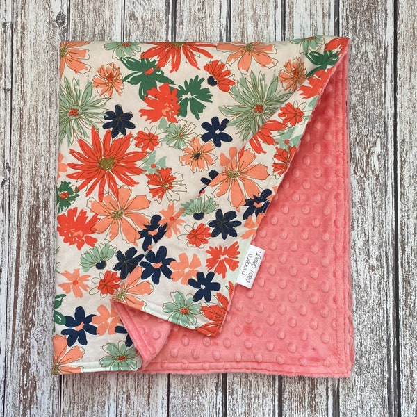 Ninnaoh - Baby Girls Coral Floral Blanket main image 0