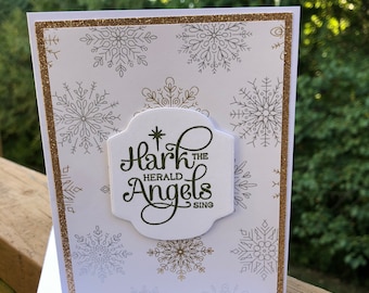 Holiday Card, Christmas Card, Handmade Card, Custom Greeting Card, Glitter Card