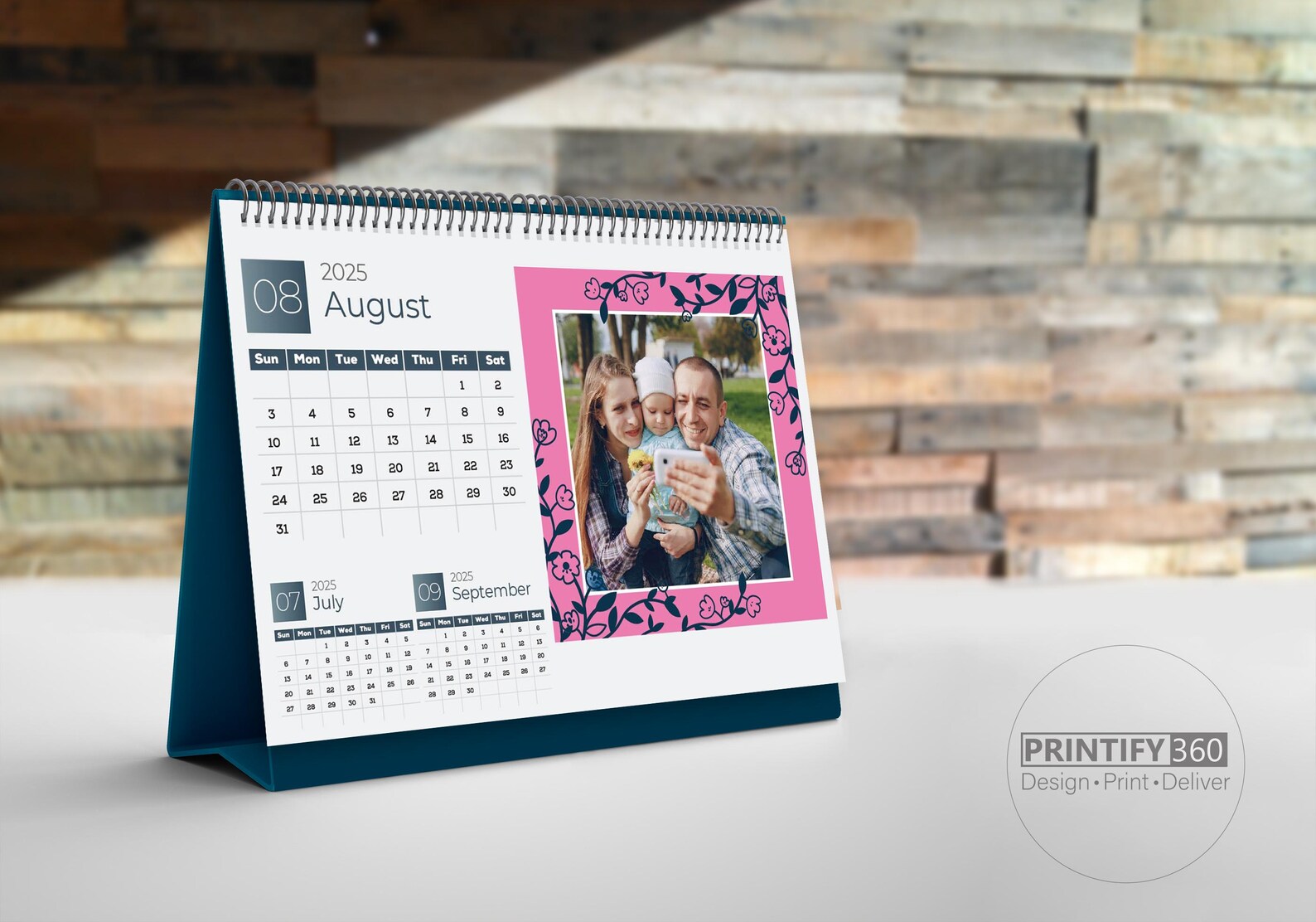 Desk Photo Calendar 2025 Editable Canva Template Personalized Photo