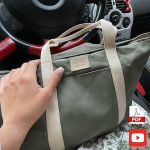 Easy Tote Bag PDF Sewing Pattern – Beginner Project – DIY Digital Download – Simple Lined Bag Tutorial