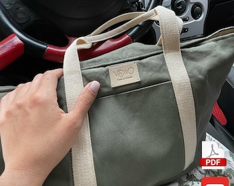 Easy Tote Bag PDF Sewing Pattern – Beginner Project – DIY Digital Download – Simple Lined Bag Tutorial