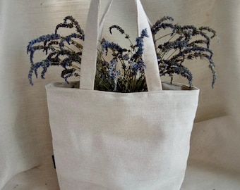 Beige handmade canvas woman casual tote bag, Gift for mom, Mother's day gift, Work tote bag