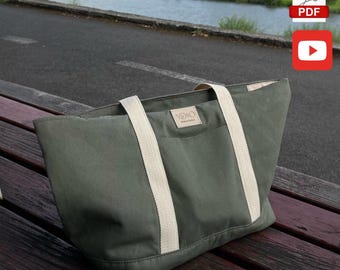 Tote Bag Schnittmuster PDF - Instant Download DIY - Eine stilvolle gefütterte Tasche machen