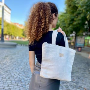 Beige Zipper Tote Bag with Inner Pocket – Canvas Shoulder Bag – Minimalist Everyday Bag – Handmade Gift for Her – Work or Travel Tote