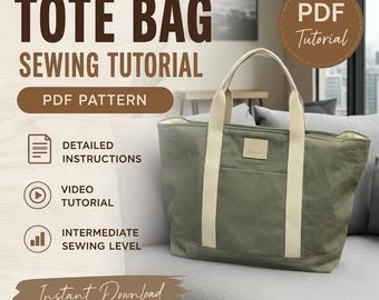 DIY Tote Bag Sewing Pattern | Confident Beginner PDF Tutorial | Easy Cotton Tote | Step-by-Step Digital Download | No Pattern Needed